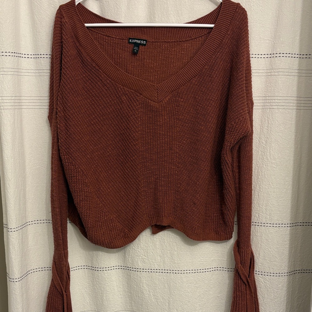 Express Terracotta Knit Crop Sweater
